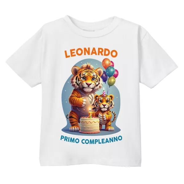 T-shirt maglietta bimbo bimba Primo Compleanno personalizzata nome Tigri carine!