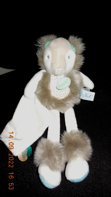 doudou peluche ours Frisounours blanc gris beige BABY NAT (2 dispo)