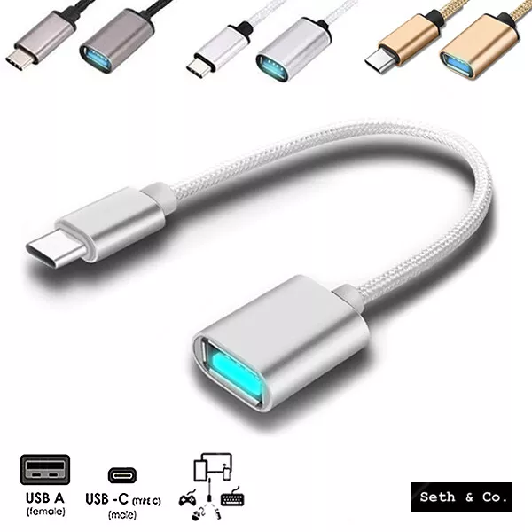 Type C to USB Cable 3.0 Female OTG Adapter Data Wire for Android Phone PC Car UK