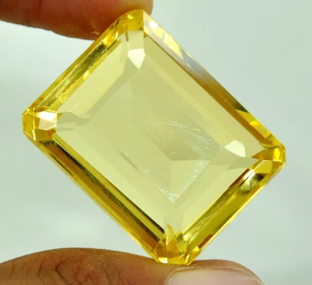 92.20 Ct. Large Yellow Topaz Emerald Cut Loose Gemstone Ring & Pendant Bracelet