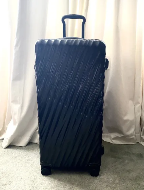 New $999 Tumi 19 Black Rolling Trunk Expandable Suitcase Luggage