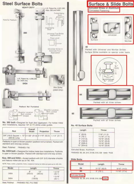 Ives #84B26D Slide Bolt, Extruded Brass, 2-1/2" Length,Satin Chrome Finish