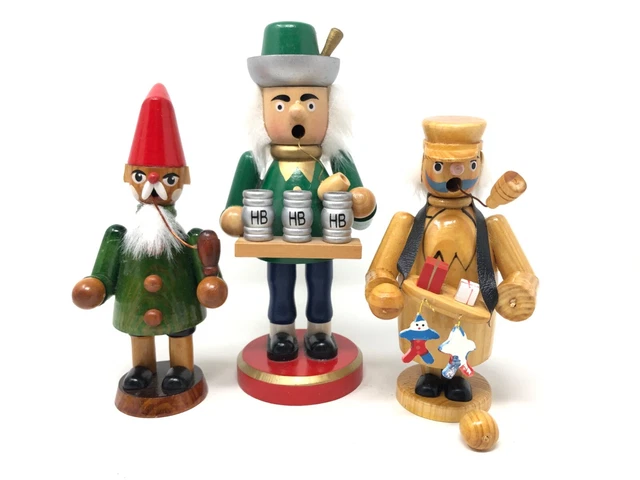 3 verschiedene Holz Räuchermännchen 15 cm, 17,5 cm und 21 cm groß
