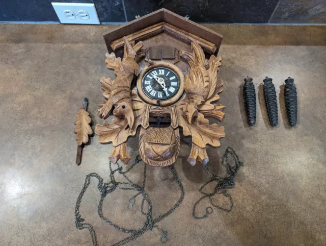 Vintage Thorens Movement Emperor Waltz Cuckoo Clock With Weights And Pendulum