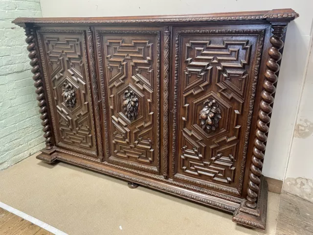 Antique Victorian 7ft Carved Oak Cabinet . Delivery Available Most Areas 2