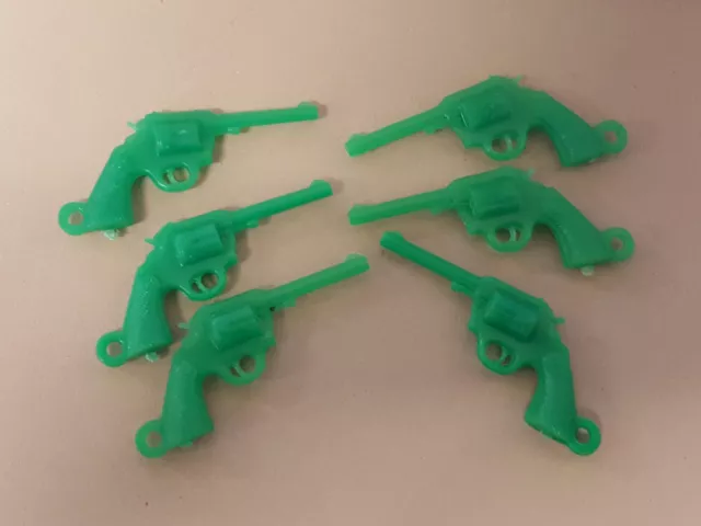 Vintage PISTOL GUNS Green gumball charms not-cracker-jack LOT of 6