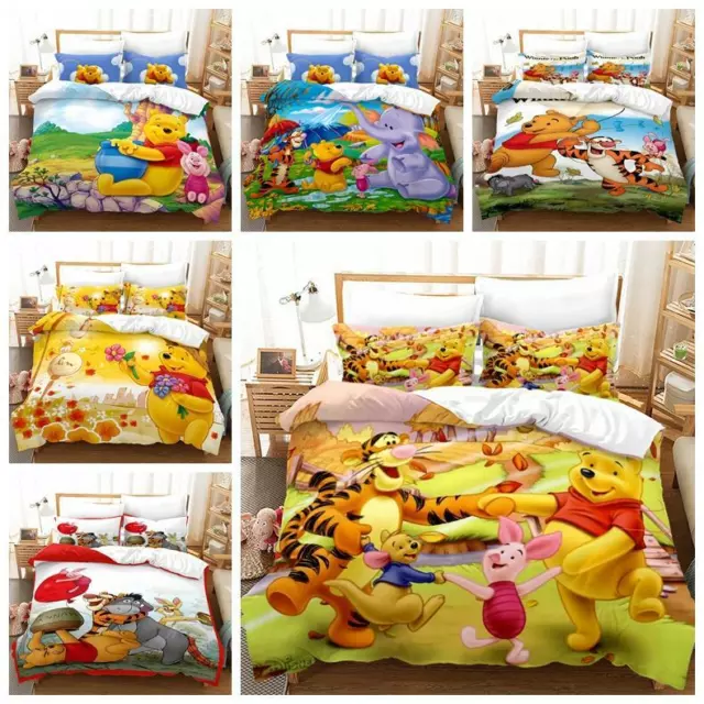 Winnie the Pooh Doona Quilt Duvet Cover Set Pillowcase Single Double Size Bed AU