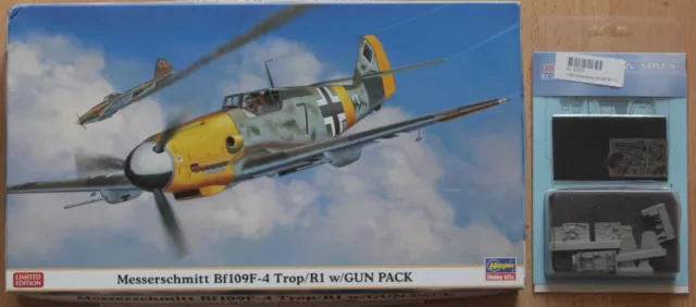 1/48 Hasegawa 09980 Messerschmitt Bf-109F-4/Trop/R1 w/Gun Pack + Aires 4260