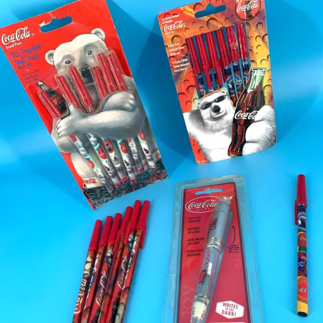 Coca Cola Pens Packs Diet Coke Light-Up Ballpoint Polar Bears VTG 1990s NOS