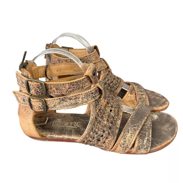 BED STU Capriana Teak Luxe Leather Sandal Gladiator Back Zipper Boho Women’s 9