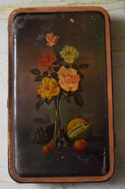 Old Tin Vintage Box Beautiful Flower And Fruits Printed Design In Bombay BM471