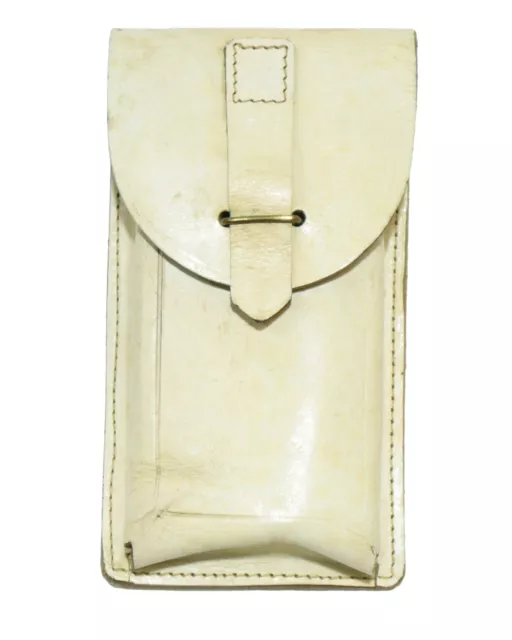 Genuine Italian Army Surplus White / Cream Leather Pouch with Divider