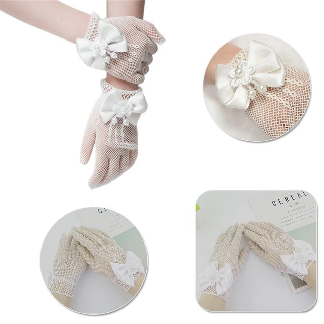 Guanti Fisnet Crema Pizzo Bambini Comunione Festa Matrimonio C5I3 Ragazza: O1Y7 M3N0
