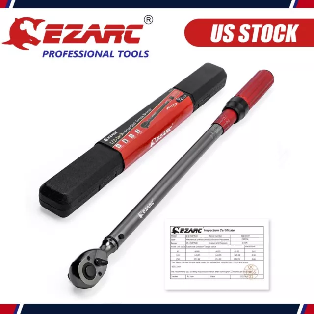 EZRAC 1/2 Inch Torque Wrench Socket Professional Drive Click Type Ratcheting US