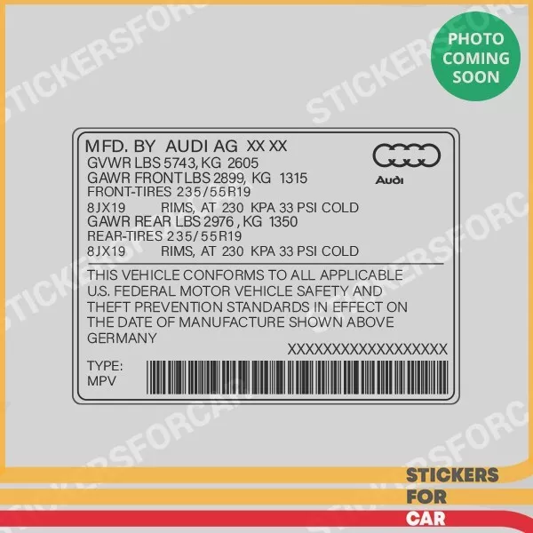 BMW Shield Barcode USA VIN Sticker Quality Vinyl Duplicate Replica  71212122695 !