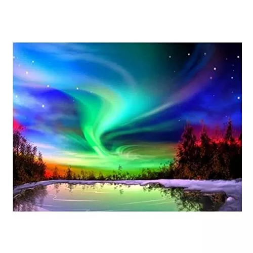 5D DIY Diamond Art Painting Kits Vollbohrer Polarlicht Strass Kreuzstich Sti...