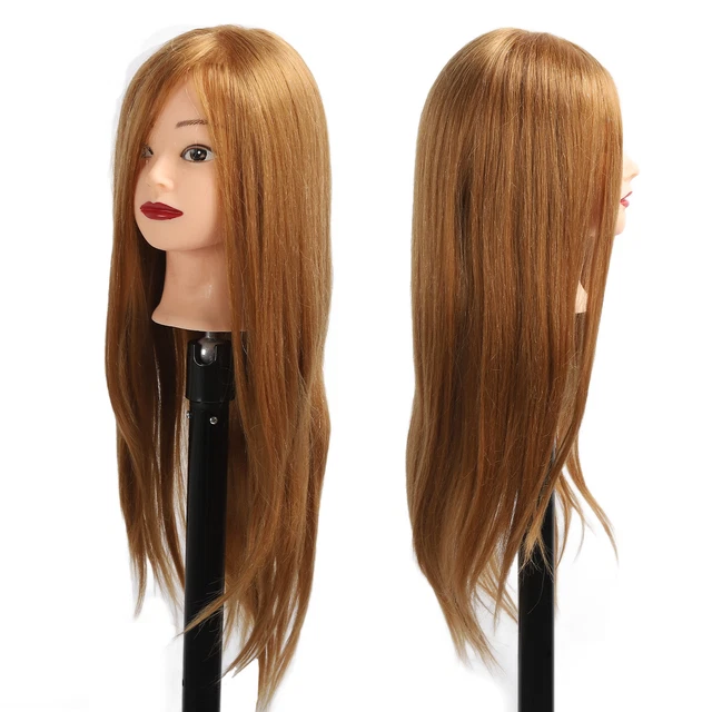 Hair Styling Mannequin Head Real Hair Wig Blending Hairdresser Training Head Zz1