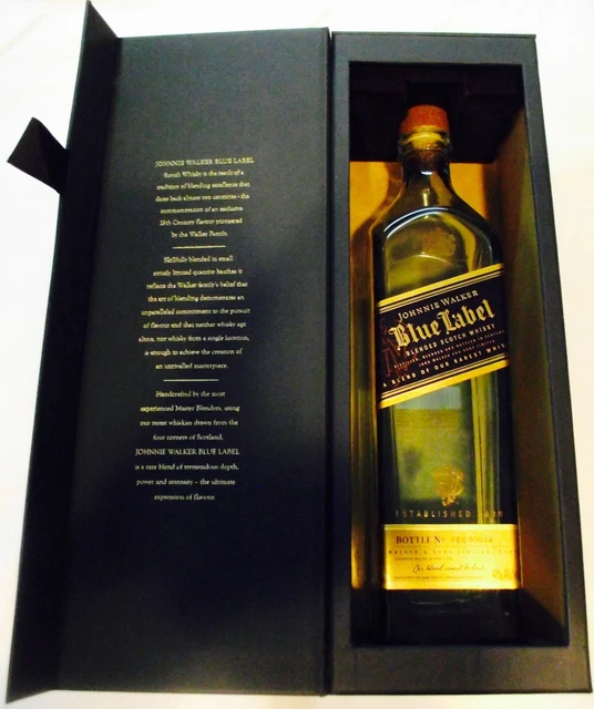 JOHNNIE WALKER BLUE Label Blended Scotch Whisky Box with empty Bottle