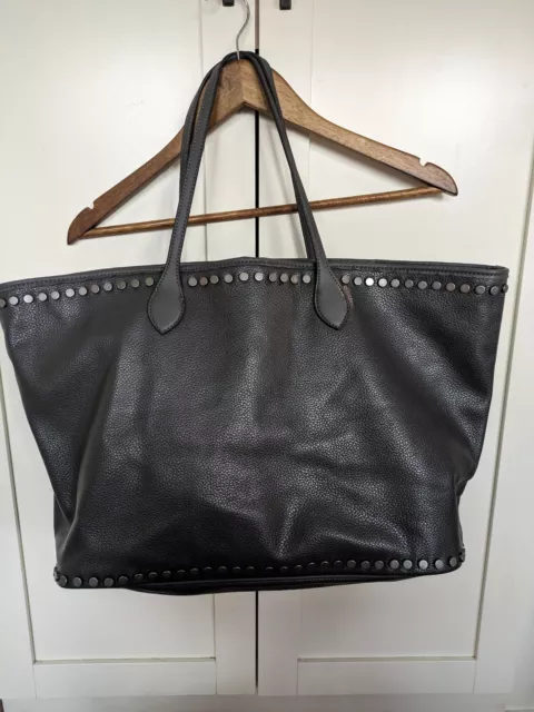 Steve Madden Tote faux leather Grey Gray Silver Tone Hardware Tote Bag Large