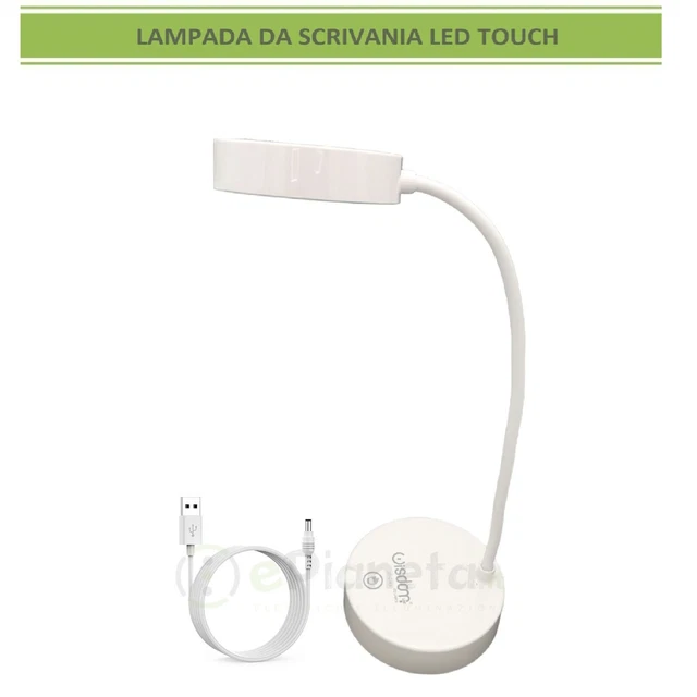 Lampada da scrivania tavolo rotondo led touch ricaricabile usb bianco orientabil