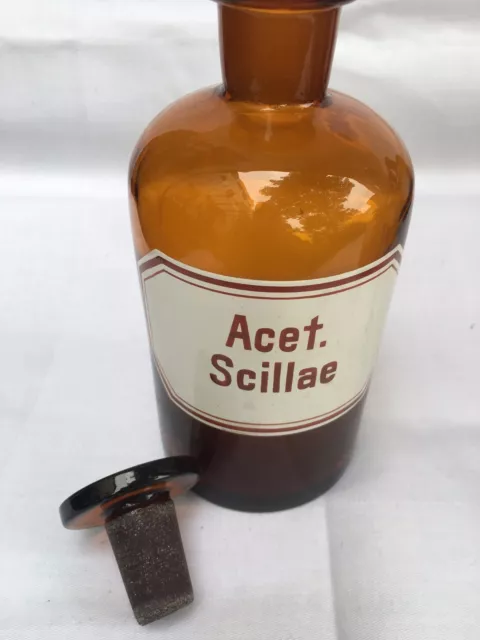 alte Apothekerflasche Braunglas Gefäß Apotheke 18cm Acet.Scillae #85 3