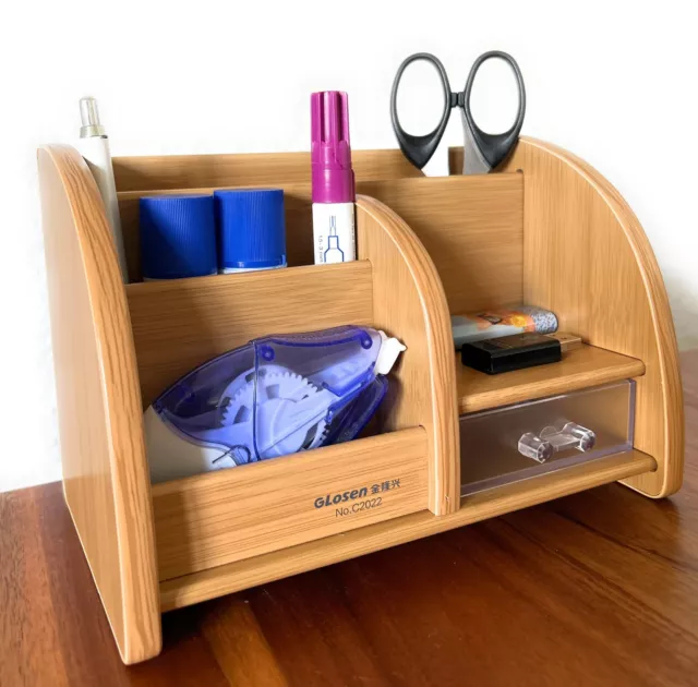 Schreibtisch Organizer Holzoptik Ablage NEU Bambus