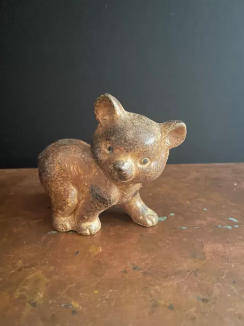 Vintage Otagiri OMC Ceramic Bear Figurine - Brown Glazing Small Cub Walking Cute