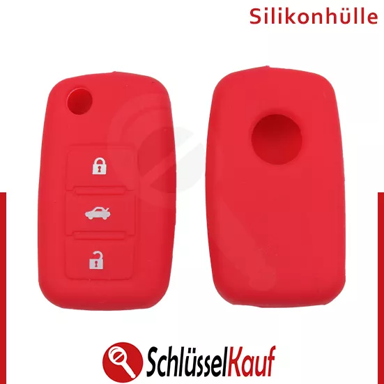 NEU Silikon Rot 3 Tasten Klappschlüssel Auto Schlüssel passend für VW Seat Skoda