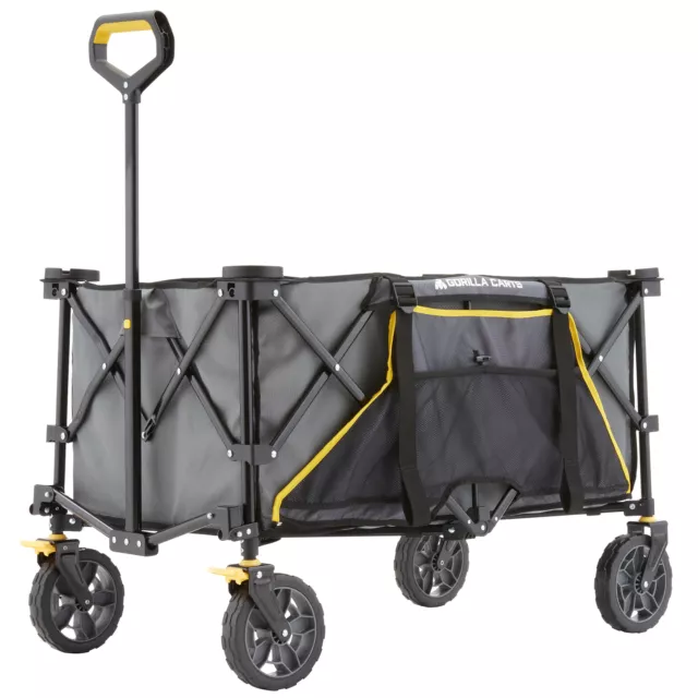 Gorilla Carts 7 Feet Foldable Utility Wagon with Oversized Bed, Gray (Open Box)