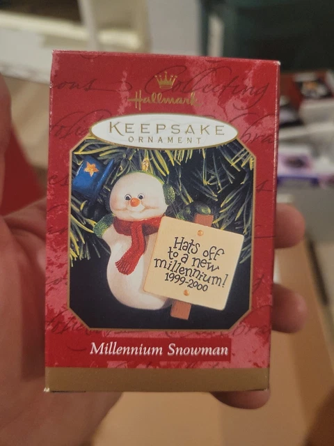 🐦🌟 💖 Hallmark Keepsake Ornament Millennium Snowman 1999 Christmas HATS OFF