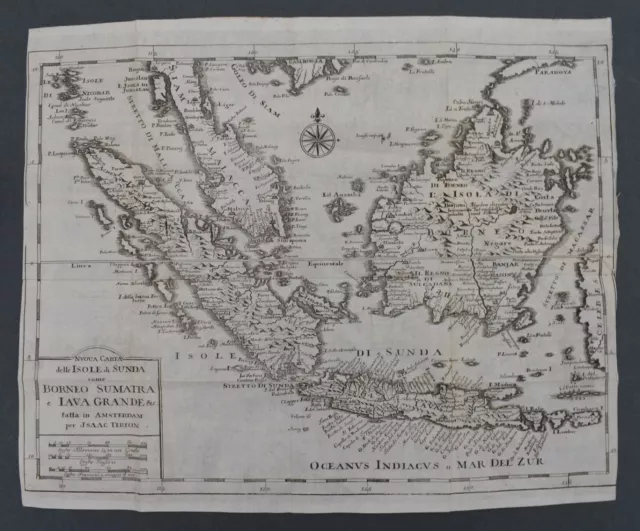 Salmon 1738 ISOLE SUNDA Sonda BORNEO SUMATRA MAPPA Carta Geografica Originale