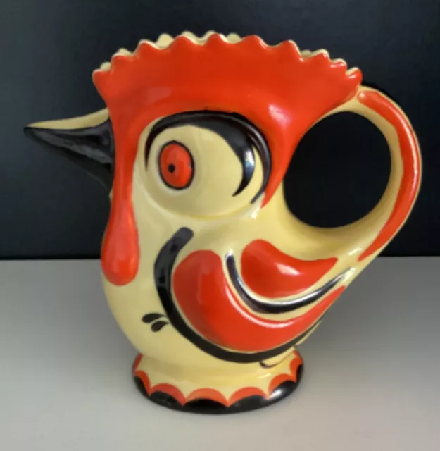 Vintage Deco Pottery Rooster Pitcher Czechoslovakia Erphila