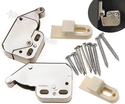 2-Pack Spring Loaded Mini Tip Catch Release Latch – Push-to-Close, Push-to-Open – For Caravan, Boat, Cupboard, Cabinet Doors