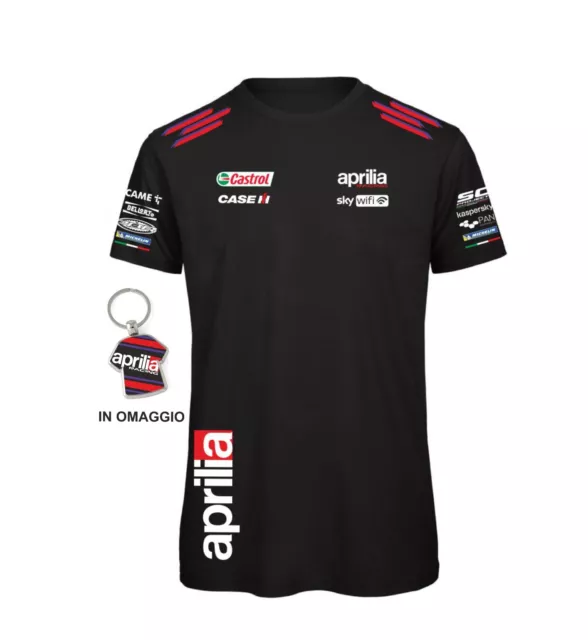 T-SHIRT stampa APRILIA RACING team MOTOGP grafica italia corse + portachiavi