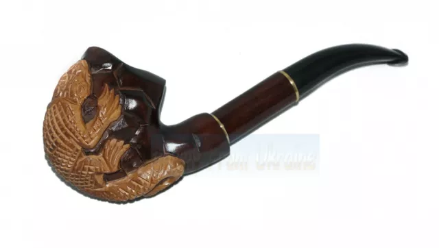 Wooden HAND CARVED Handmade Tobacco Smoking Pipe Varanus For 9 mm filter 3