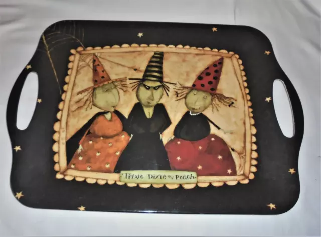 Halloween Trixie Dixie and Peach Melamine Serving Tray Platter