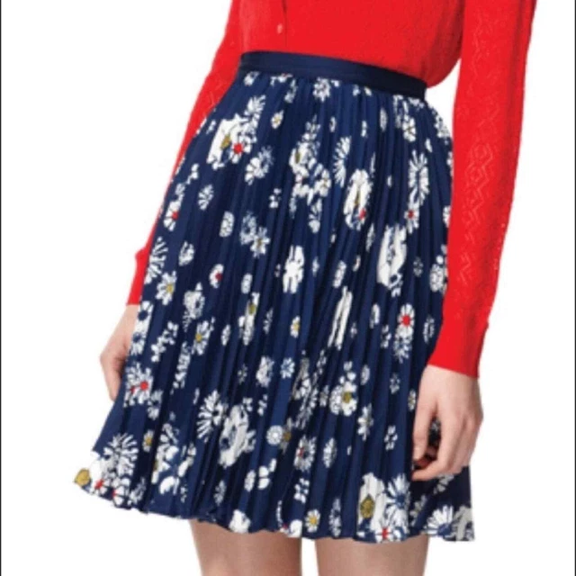 Jason Wu for Target Pleated Navy Blue Floral Skirt 12