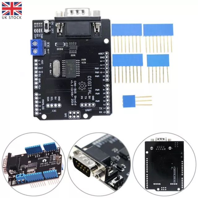 MCP2515 EF02037 Arduino CAN BUS Shield Car OBD2 OBDII MCP2515 10MHZ Crystal UK