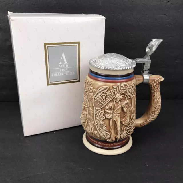 Avon Country and Western Music Stein Beer Mug Handcrafted in Brazil,Vintage,1994