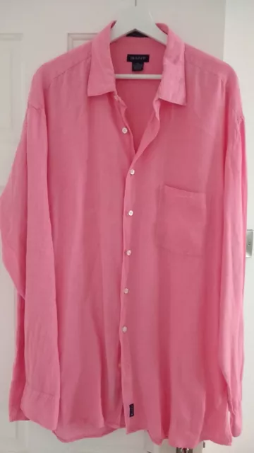 Mens Gant Pink long sleeved linen shirt XL