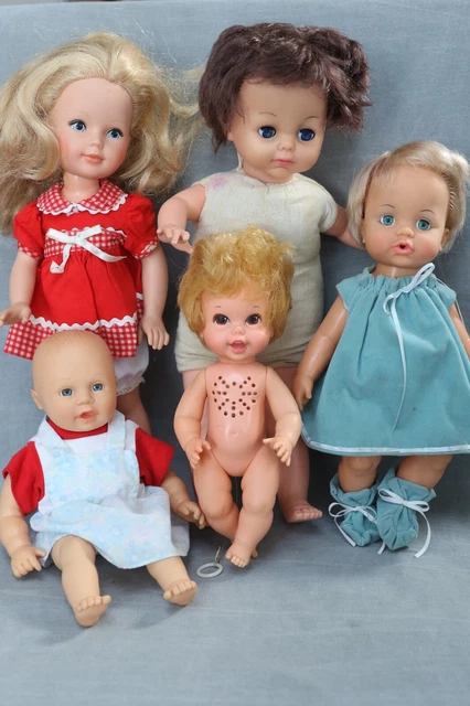 Lot of 5 Vintage Dolls Ideal, Uneeda, Tomy, Cititoy & Mattel