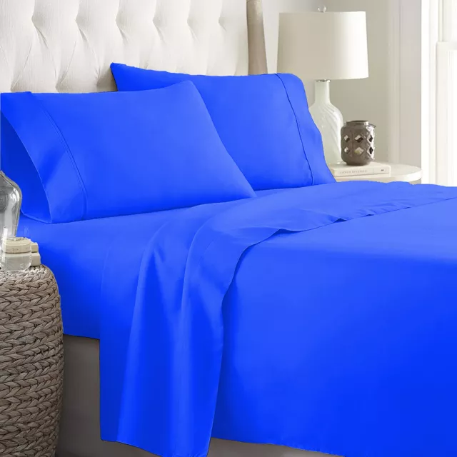 Beautiful Sheets Extra Deep Pocket 1000-1200 TC Egyptian Cotton Royal Blue Solid