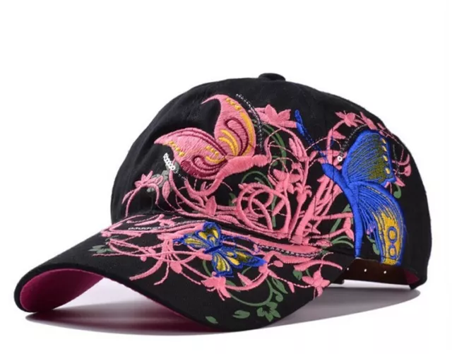 FASHION BASEBALL CAP For Women With Butterflies & Flowers Embroidery  Adjustable $20.99 - PicClick AU