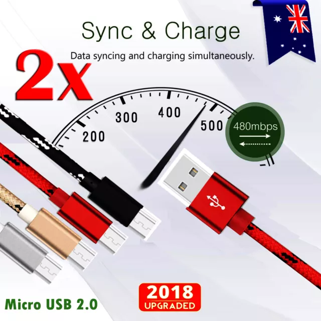 2X Micro USB Charging Charger Cable For Lenovo Tab 4 8" 10" Plus 7 Essential