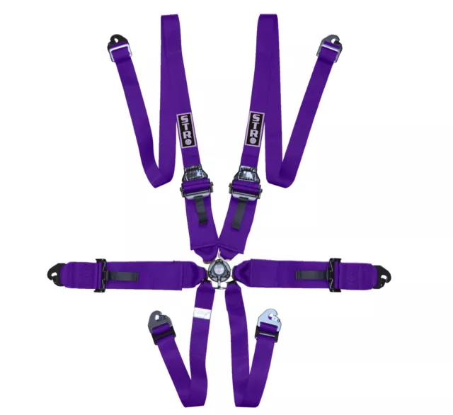 6-Point 3" to 2" FHR HANS Rally Race Harness Seat Belt FIA 2026 STR Purple NEW