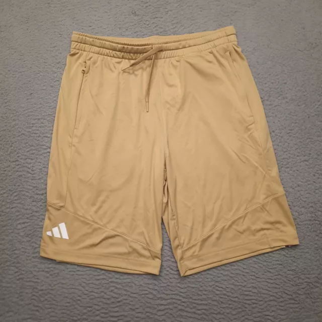 Adidas Knit Shorts Mens Medium Beige Tan Aeroready PGM Running Gym Athletic