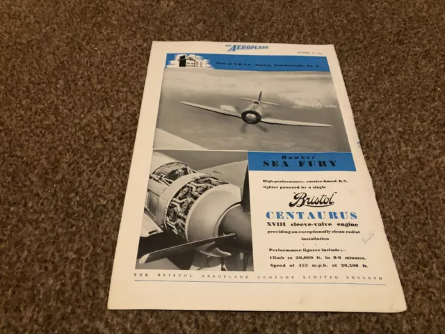 Ac61 Werbung 11X8 Das Bristol Flugzeug Co Ltd. Hawker Sea Fury Centaurus