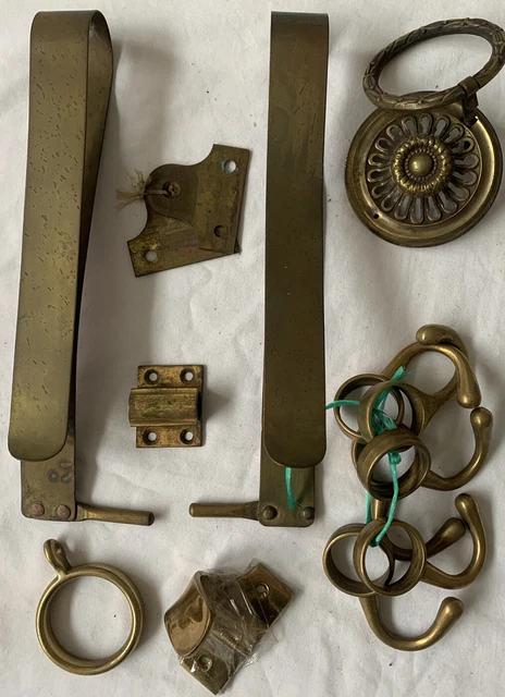 ANTIQUE Brass Curtain Pole Holders & other antique accessories