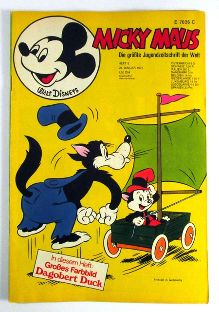 Micky Maus 1972 Heft 5 vom 29 Januar 1972 mit Beilage großes Farbbild loose