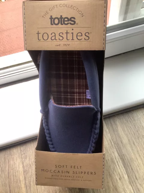 Pantofole mocassino Totes Toasties da uomo taglia 9-10 nuove in scatola prezzo nuovo £28